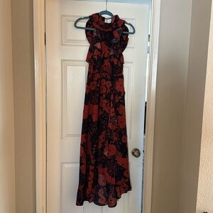Blue and brown/orange Europian Maxi dress